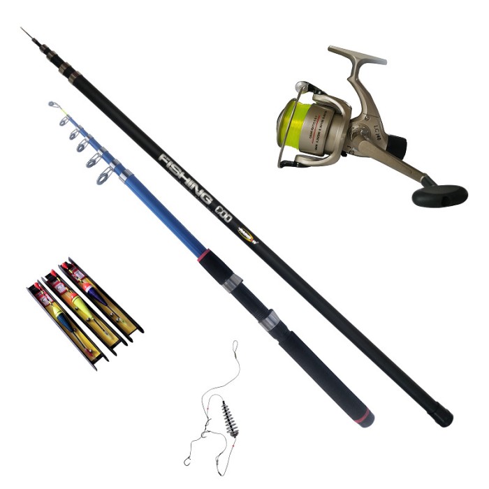 Set undita Fishing 4 m, lanseta Fishing 3 m, mulineta LC140 si accesorii