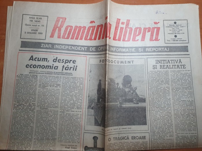 romania libera 5 ianuarie 1990-articole si foto revolutia romana