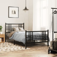 vidaXL Cadru pat metalic cu tăblii de cap/picioare, negru, 107x203 cm 376338