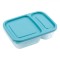 Caserolă Alimente, Model cu Compartimente, Plastic, Transparent și Petrol, Capacitate 0,75L