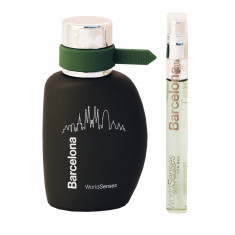 Set apa de toaleta barbati Barcelona World Senses, 100 + 10 ml, Verde inchis