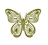 Cumpara ieftin Sticker decorativ Fluture, Verde Bej, 60 cm, 1158ST-4, animale si pasari, Oem