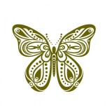 Sticker decorativ Fluture, Verde Bej, 60 cm, 1158ST-4