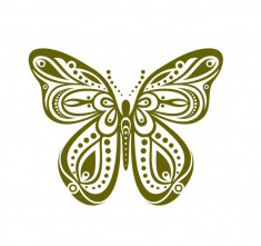 Sticker decorativ Fluture, Verde Bej, 60 cm, 1158ST-4 foto