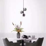 Cumpara ieftin Lustra 3 Globuri Sticla Fumurie E27, Cablu 1.5M, Negru - Pendul Modern Living, Bucatarie
