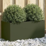 Jardiniera Gossi verde masliniu 62x30x29 cm, otel laminat la rece. Ghiveci exterior gradina, balcon, terasa