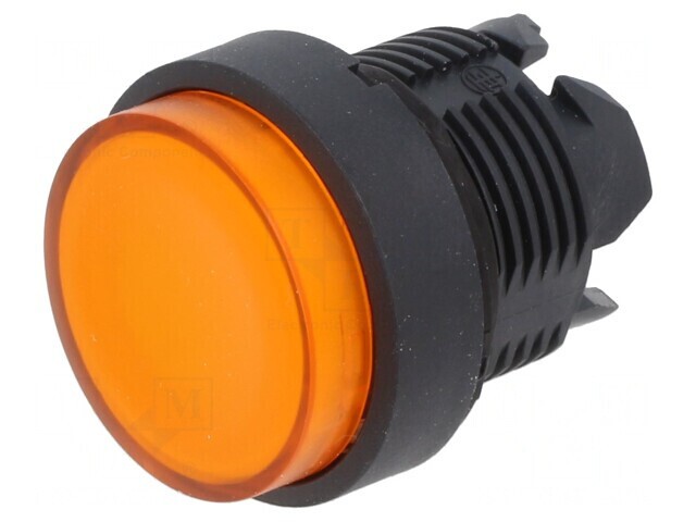 Comutator apăsare 22mm galben 2 poziții stabilizate