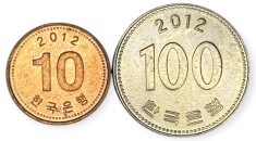Coreea de Sud , lot 33 - 10 + 100 Won 2012