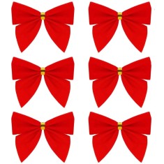 Set 6 ornamente pentru bradul de Craciun, fundita, 8cm, rosu Household NewTrend