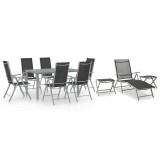 Cumpara ieftin Set mobilier de gradina, 10 piese, negru si argintiu
