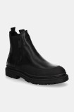 Gant ghete chelsea de piele Timbly femei, culoarea negru, cu toc plat, 29551791 G00