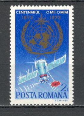 Romania.1973 100 ani Organizatia Mondiala ptr. Meteorologie TR.381