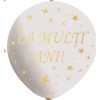 Set 10 baloane din latex, flippy, model party, la multi ani, 23 cm, albe, 2.2 g