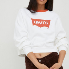 Levi's hanorac de bumbac femei, culoarea bej, cu imprimeu