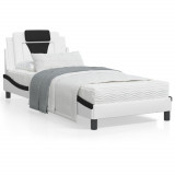 VidaXL Cadru de pat cu tăblie alb și negru, 80x200 cm, piele ecologică