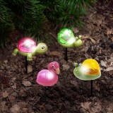 Lampa solara LED figurine gradina, iluminat decorativ exterior, cu tarus, broasca flamingo melc