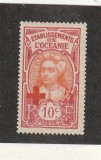Tahiti (French Oceania, Polynesia) 1915 - Femei tahitiene, Supratipar rosu, Cruce Rosie 5c, MNH, Mi.45