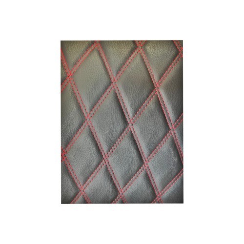 Material imitatie piele tapiterie romb negru/cusatura rosie 1,5mx1m Cod: Y01NR Automotive TrustedCars