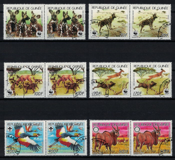 GUINEEA 1987 - Fauna, animale pe cale de disparitie/ serie completa, perechi