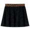 Fusta de copii cu talie tip leopard, negru, 128