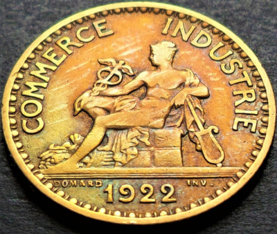 Moneda istorica (BUN PENTRU) 1 FRANC - FRANTA, anul 1922 * cod 4437 foto