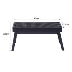 Gratar Portabil, Flippy, Otel Inoxidabil, pentru Picnic Gradina Terasa Camping, 60x22x23 cm, Negru foto