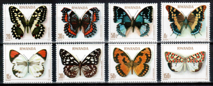 Ruanda Rwanda 1979, Mi #974-981 A**, fauna, fluturi, MNH, cota 12 &euro;!