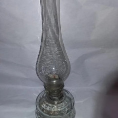 LAMPA PETROL/Gaz lampant VECHE de COLECTIE Sticla NEFOLOSITA,cu fitil,MARE,T.GRA