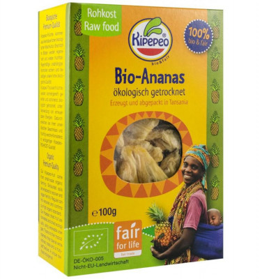 Ananas Bucati Uscate Bio si Fairtrade 100 grame Kipepeo foto
