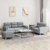 VidaXL Set de canapele cu perne, 3 piese, gri deschis, textil 3201624