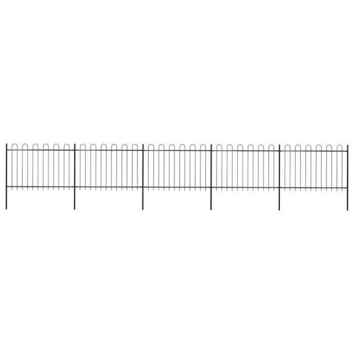 vidaXL Gard de grădină cu v&acirc;rf curbat, negru, 8,5 x 1,2 m, oțel