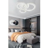 Lustra LED cu telecomanda si cristal NOVA ROTONDA RGB, 154W, 3 Cercuri, lumina Rece/Calda/Neutra, Dimabila, Alb, Alessandro DESIGN
