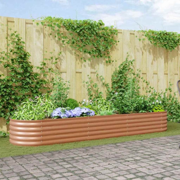 vidaXL Strat &icirc;nălțat de grădină Maro 320 x 80 x 44 cm Oțel 42011331