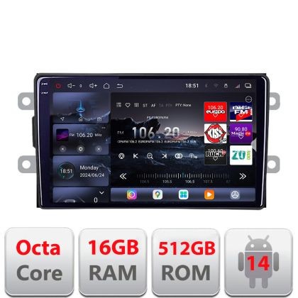 Navigatie Dacia dupa 2012 Edotec Kit-Dacia 8 core QLED 2K 16+512 360 Android Waze USB Navigatie Internet Youtube Radio CarStore Technology