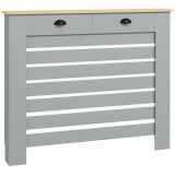 HOMCOM Acoperiș pentru calorifer din MDF cu doghe, cu 2 sertare, 111x19x95.5 cm, Gri | Aosom Romania