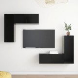 vidaXL Set comode TV, 4 piese, negru, PAL