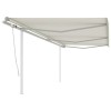 Copertină retractabilă manual cu st&acirc;lpi, crem, 6x3 m