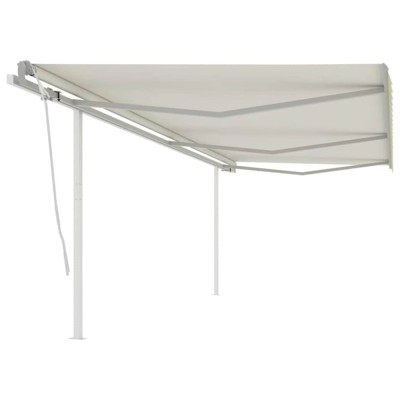 Copertină retractabilă manual cu st&amp;acirc;lpi, crem, 6x3 m foto