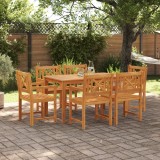 vidaXL Set dining grădină 7 pcs Lemn Natural 180 x 90 x 75 cm