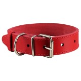 Cumpara ieftin Zgarda pentru caine din piele naturala, dublata, 70cm x 40mm, Rosu, Ropet