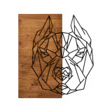 Decoratiune de perete, Buldog, lemn/metal, 51 x 58 cm, negru/maro, Enzo