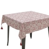 Fata de Masa Bumbac Rosu 120x120cm Inart - Fata Masa Patrata cu Ciucuri Decorativa