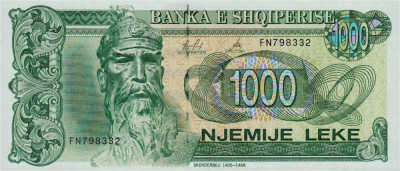 ALBANIA █ bancnota █ 1000 Leke █ 1996 █ P-61c █ UNC █ necirculata foto