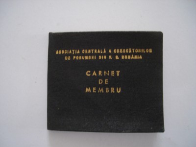 Carnet de membru Asociatia crescatorilor de porumbei din RSR, anii &amp;#039;80 foto