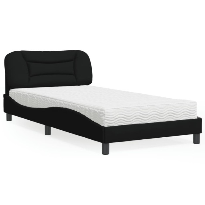 vidaXL Pat cu saltea, Hvar, negru, 100x200 cm, textil 3208515