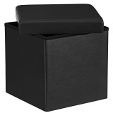 Cumpara ieftin Taburet cu depozitare, Songmics, Negru, 38x38x38 cm