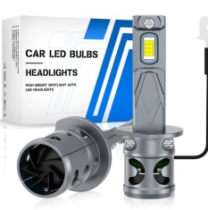 Set 2 becuri auto LED cu ventilator mini H1, canbus, 120W, BZRSH, soclu H1, 12V, 6000K