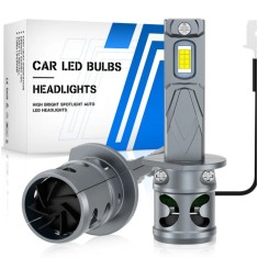 Set 2 becuri auto LED cu ventilator mini H1, canbus, 120W, BZRSH, soclu H1, 12V, 6000K