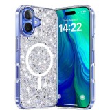 Husa cu sclipici iPhone 16 Techsuit Sparkly Glitter MagSafe, alb