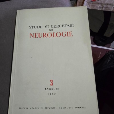 Studii si cercetari de neurologie 3, tomul 12 foto